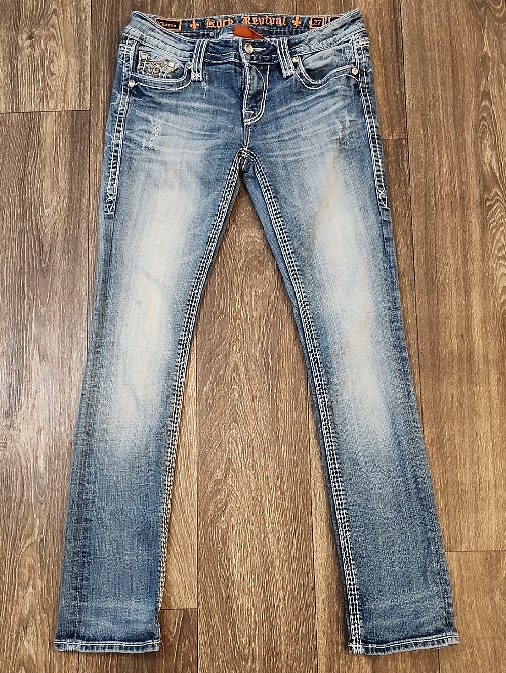 Rock Revival Women's Charon J7 Straight Blue Jeans Size 27 5 Pocket Design